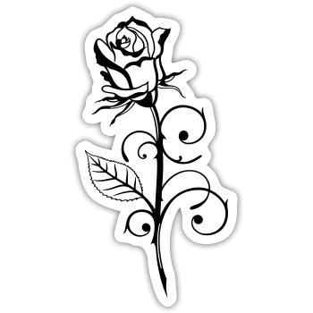 Beautiful rose with leaf - Sticker size S (10 x 10 cm) - white matte - Front