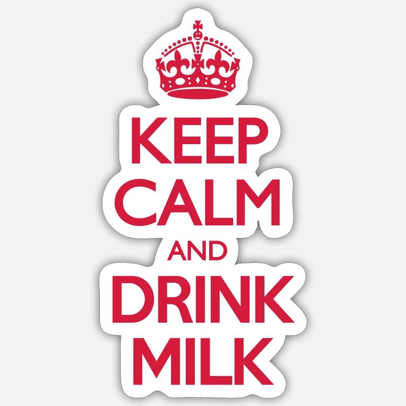 Keep Calm and Drink Milk - Sticker taille S (10 x 10 cm) - blanc mat