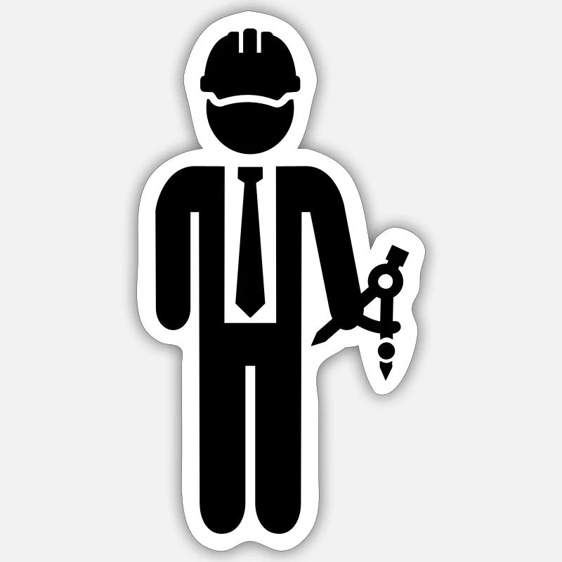 Ingenieur - Sticker Größe S (10 x 10 cm) - Mattweiß