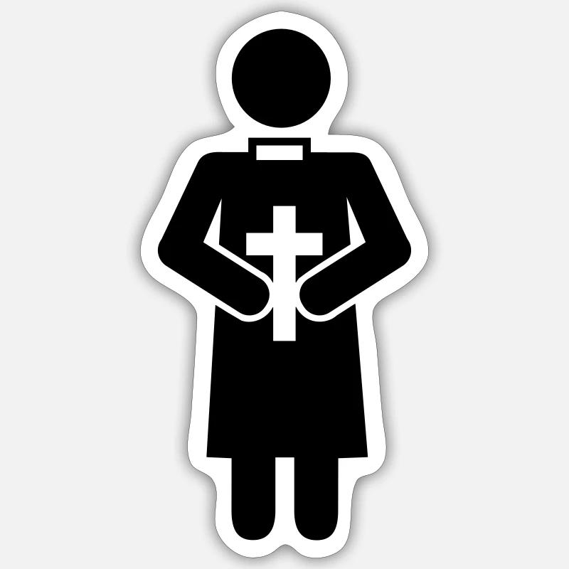 Pfarrer - Sticker Größe S (10 x 10 cm) - Mattweiß