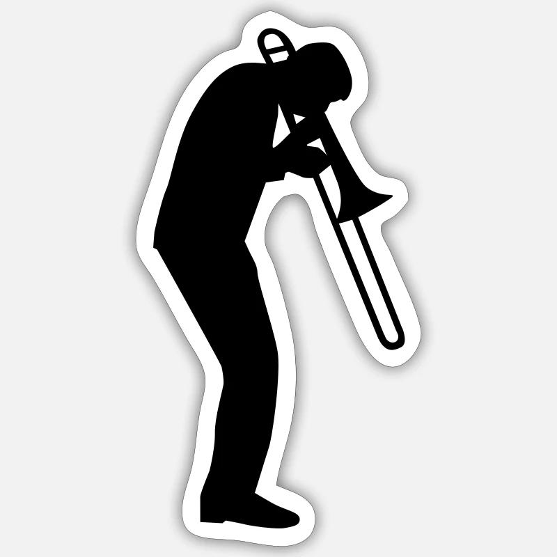 Posaune - Sticker Größe S (10 x 10 cm) - Mattweiß