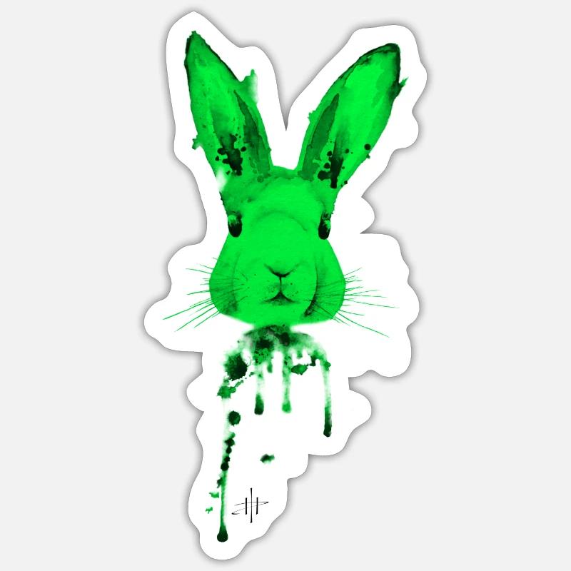 Vert lapin - Sticker taille S (10 x 10 cm) - blanc mat