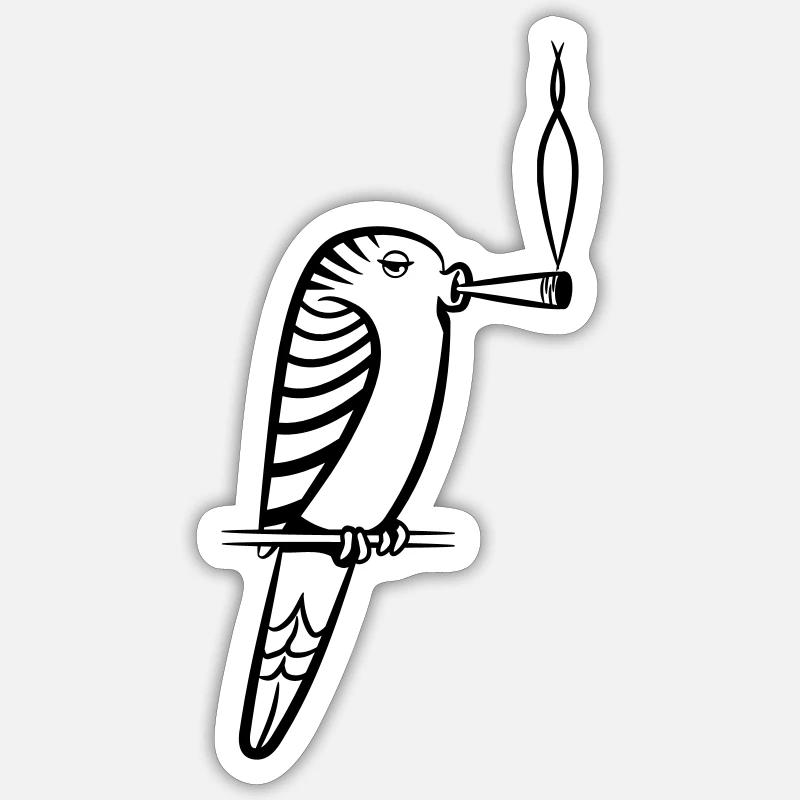 Wellensittich kiffen commune - Sticker taille S (10 x 10 cm) - blanc mat