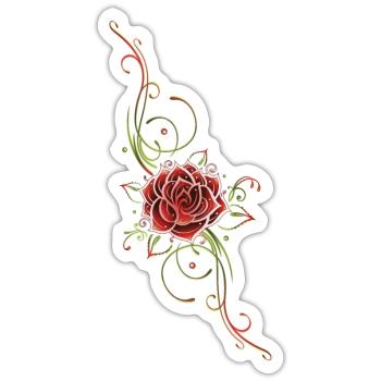 Filigranes Tribal mit Rosenblüte, rose - Sticker Größe S (10 x 10 cm) - Mattweiß - Vorne