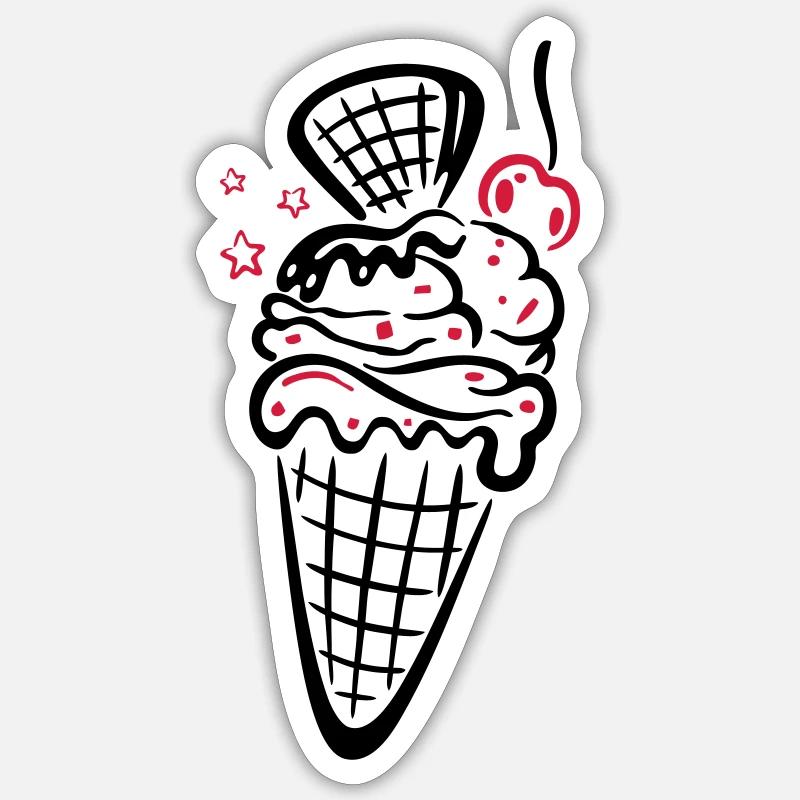 Eis, Eiswaffel mit Kirsche Sticker Größe S (10 x 10 cm)