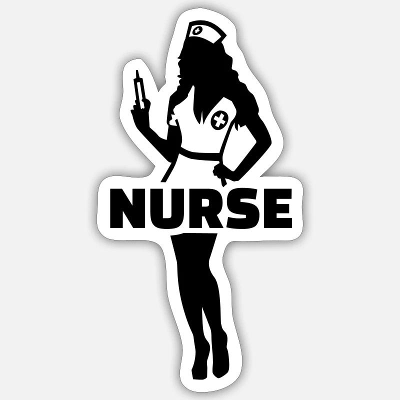 Infirmière - Sticker taille S (10 x 10 cm) - blanc mat