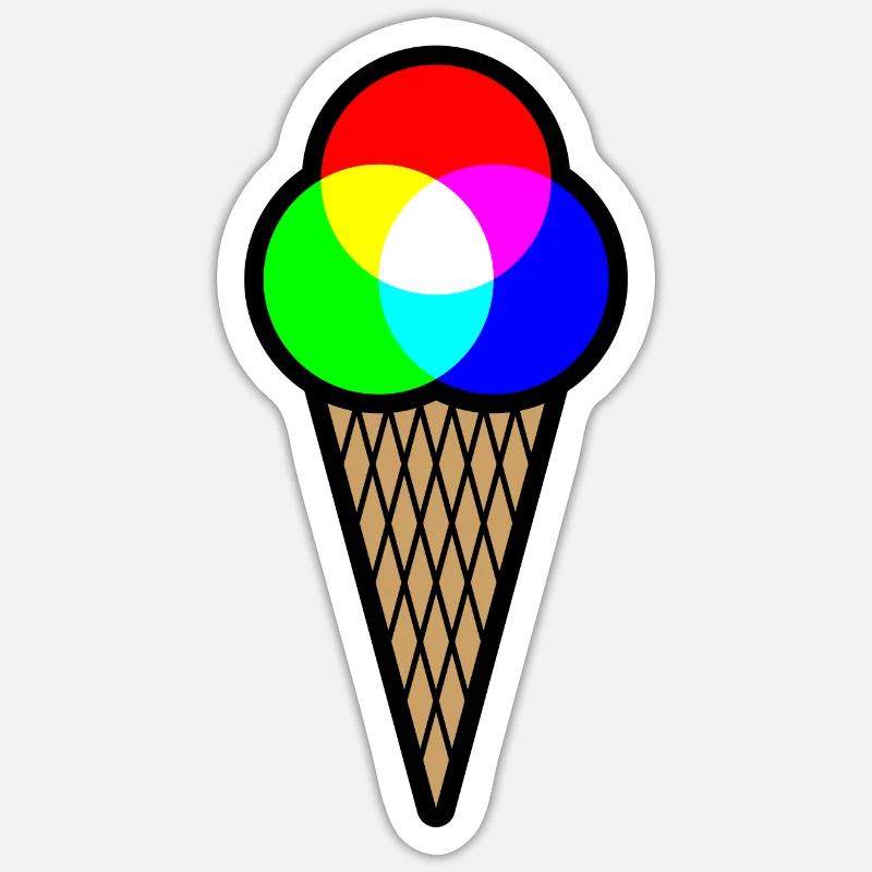 RGB Eis (Rot-Grün-Blau Eiscreme) - Sticker Größe S (10 x 10 cm) - Mattweiß