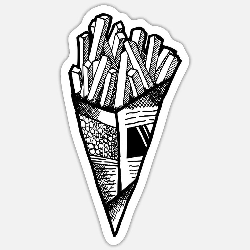 Frites - Sticker taille S (10 x 10 cm) - blanc mat