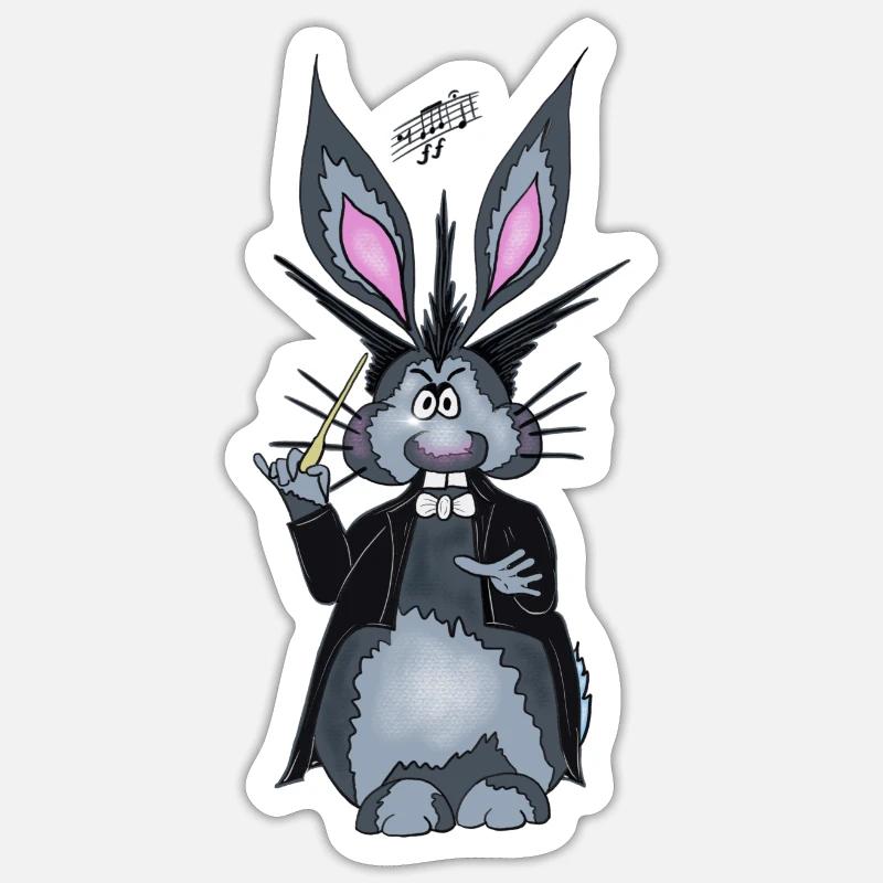 Herbert der Hase als Dirigent Sticker Größe S (10 x 10 cm)