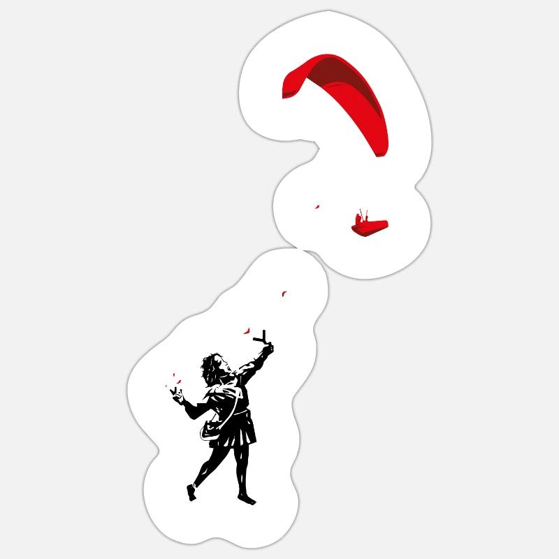 Mädchen mit Gleitschirm Sticker Größe S (10 x 10 cm)