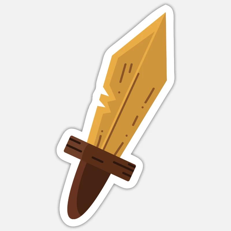 Épée en bois - Sticker taille S (10 x 10 cm) - blanc mat