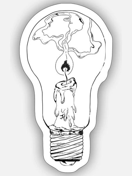 Die Lampe - Sticker Größe S (10 x 10 cm) - Mattweiß