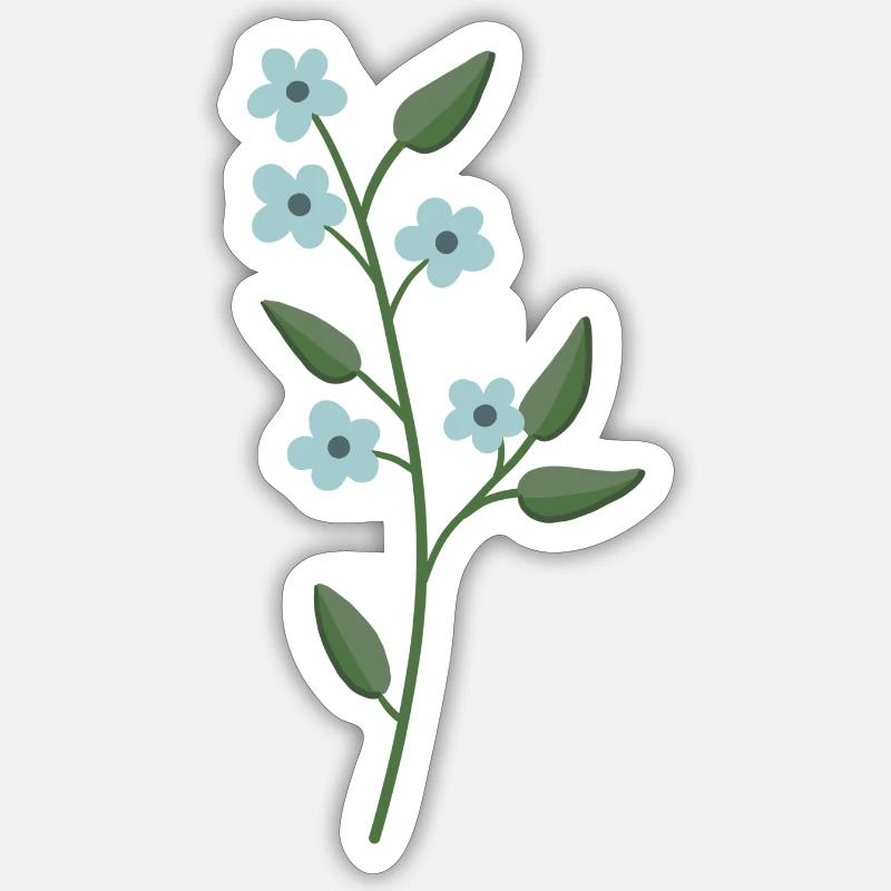 Fleur bleu clair - Sticker taille S (10 x 10 cm) - blanc mat