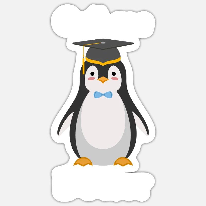 Pinguin doktor Doktorarbeit Abschluss Sticker Größe S (10 x 10 cm)