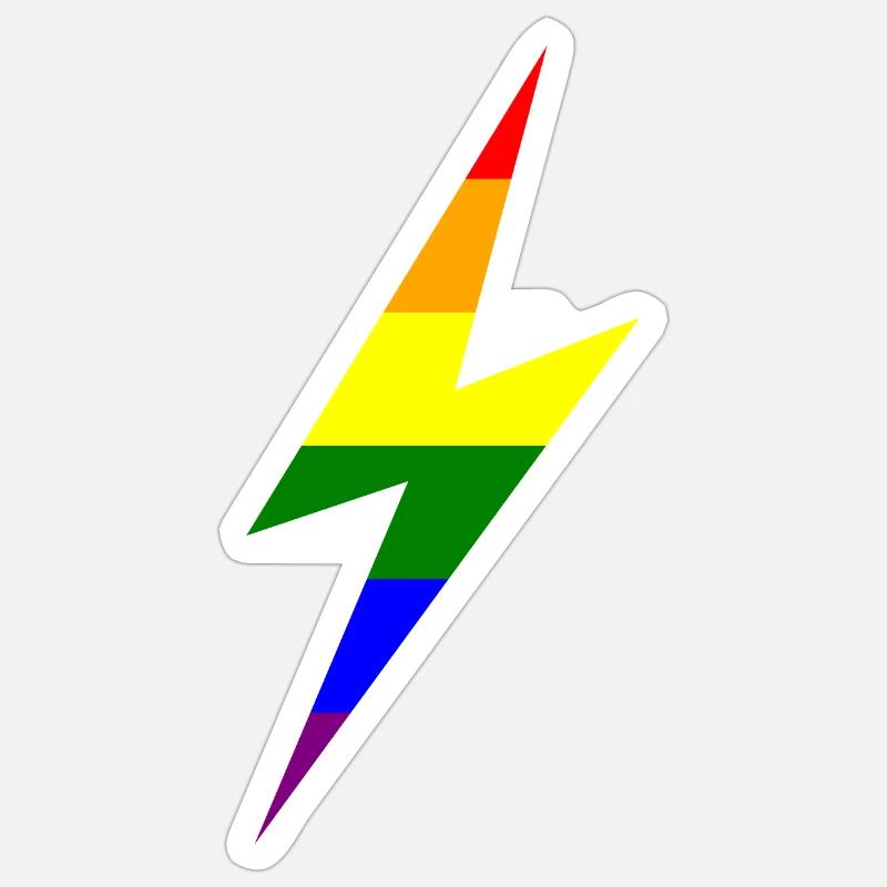 Regenbogen Blitz - Sticker Größe S (10 x 10 cm) - Mattweiß