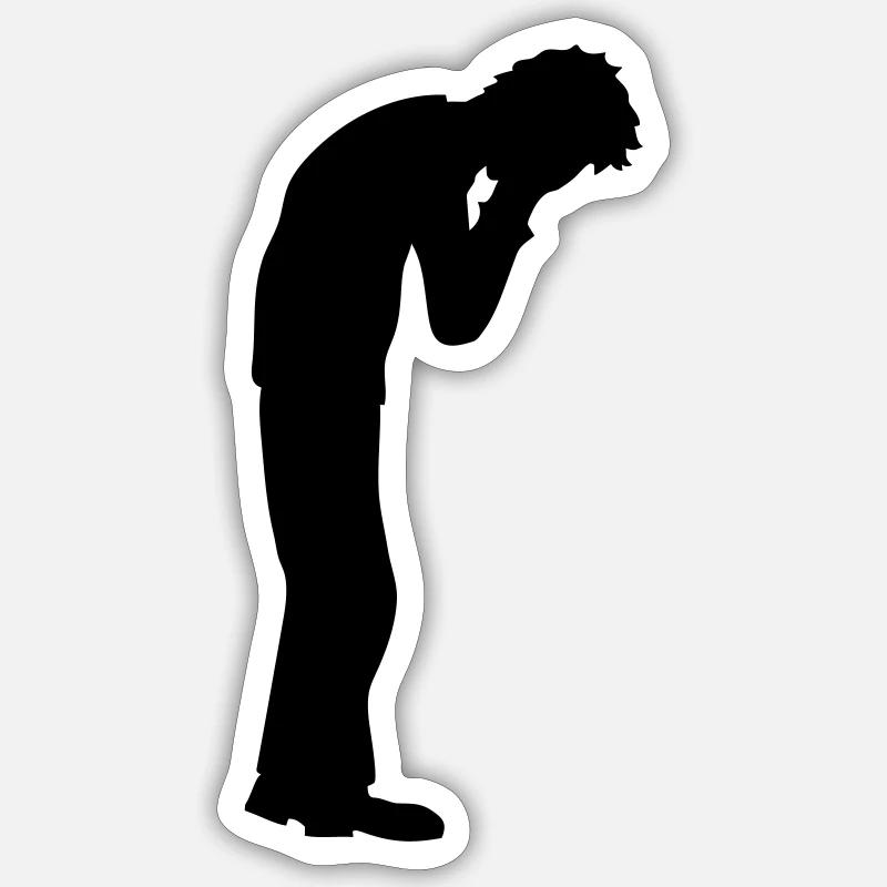 Dépression pleurant debout Sticker taille S (10 x 10 cm)