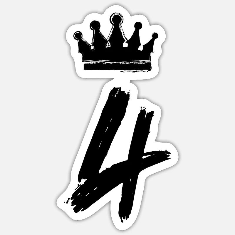 4 Number Crown - Sticker size S (10 x 10 cm) - white matte