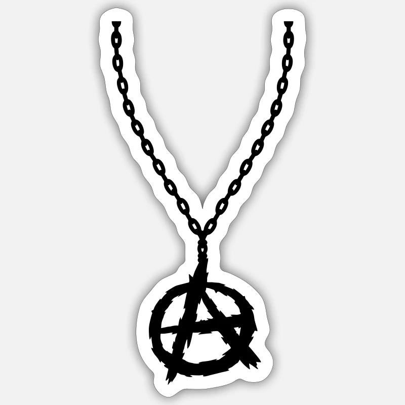 Bijoux collier symbole de l'anarchie - Sticker taille S (10 x 10 cm) - blanc mat
