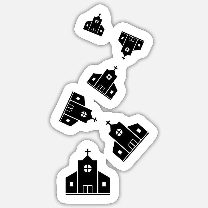 Église - Sticker taille S (10 x 10 cm) - blanc mat
