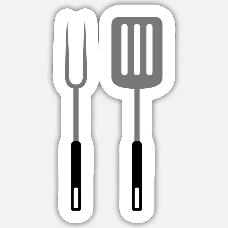 Grill fork Pan turner grilling utensils Sticker size S (10 x 10 cm)
