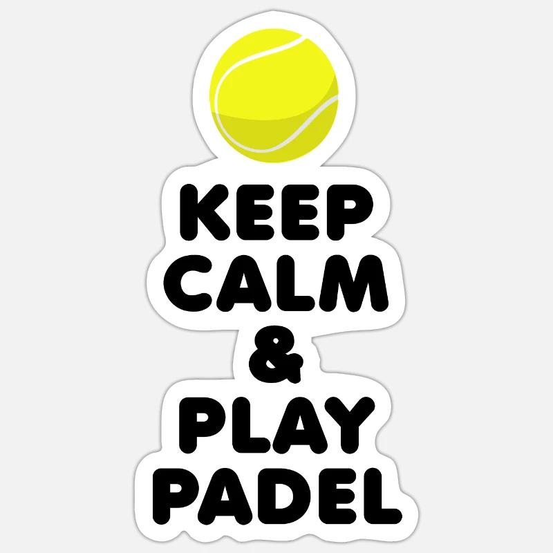 Padel Keep Calm & Play Padel - Sticker taille S (10 x 10 cm) - blanc mat
