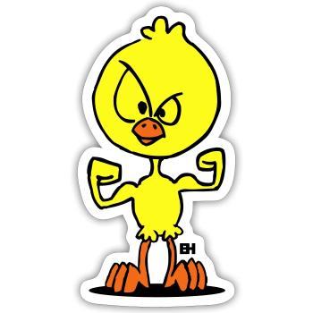 Defiant Duck Cartoon Illustration - Sticker size S (10 x 10 cm) - white matte - Front