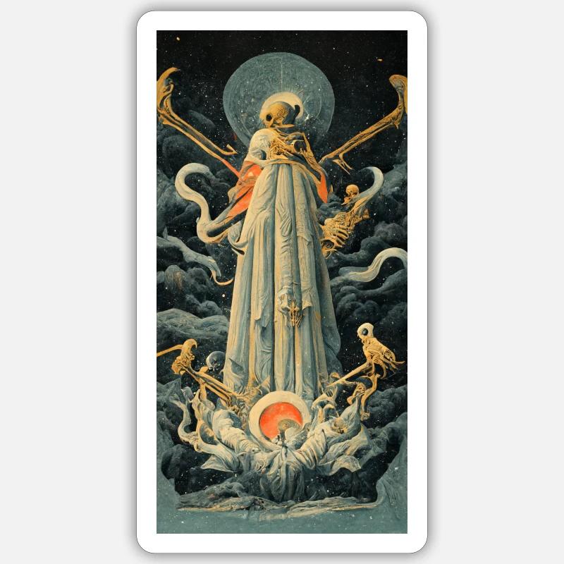 Tarot Démon Halloween Ghost Devil Angel - Sticker taille S (10 x 10 cm) - blanc mat