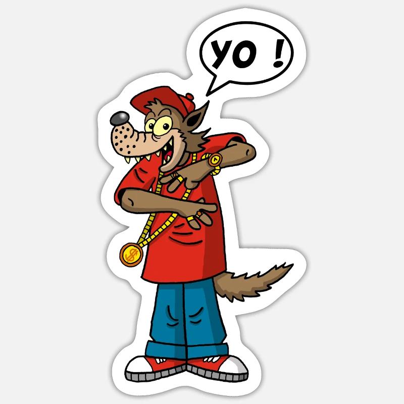 Wolf rapper - Sticker size S (10 x 10 cm) - white matte