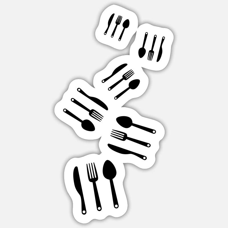 Couverts à la fourchette - Sticker taille S (10 x 10 cm) - blanc mat