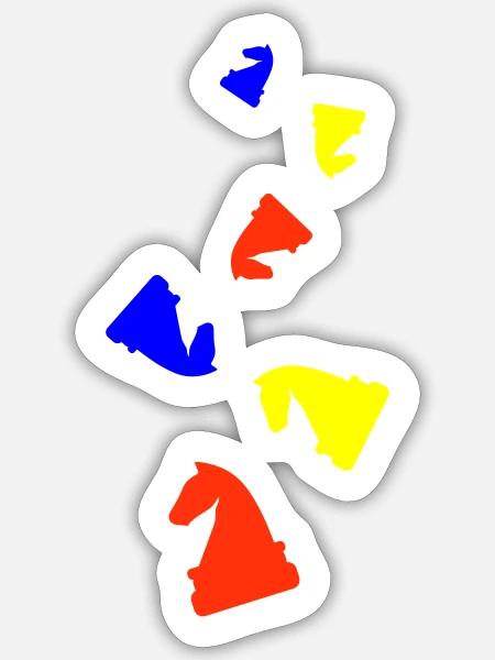 Pferd Schachfigur - Sticker Größe S (10 x 10 cm) - Mattweiß