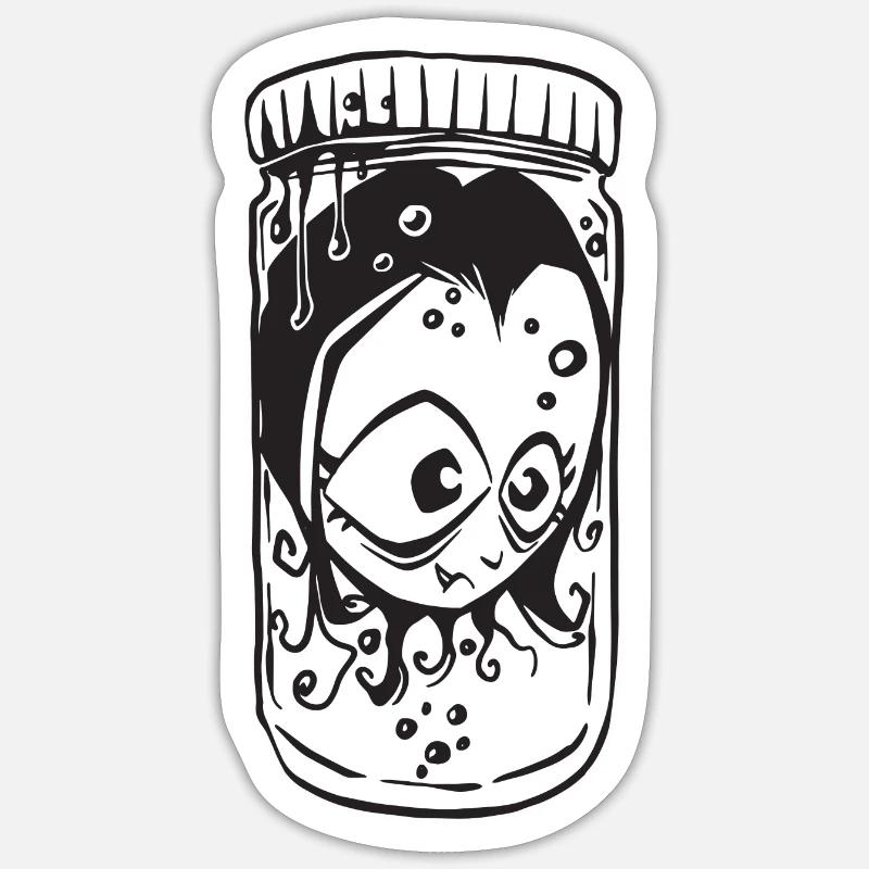 Tête dans une bouteille vampire Sticker taille S (10 x 10 cm)