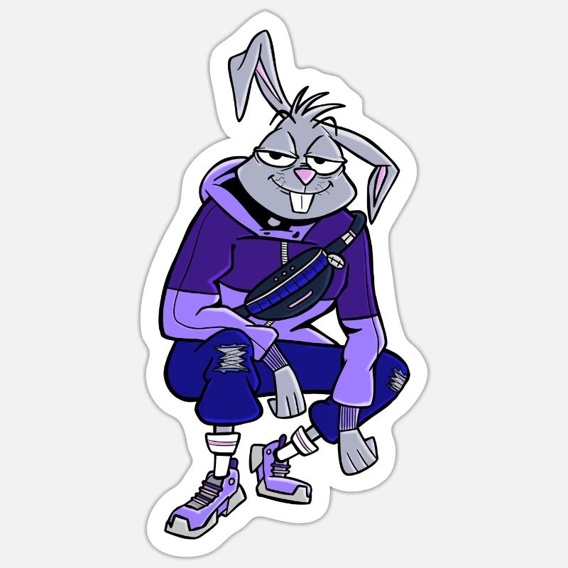 Cool Rabbit - Sticker Größe S (10 x 10 cm) - Mattweiß