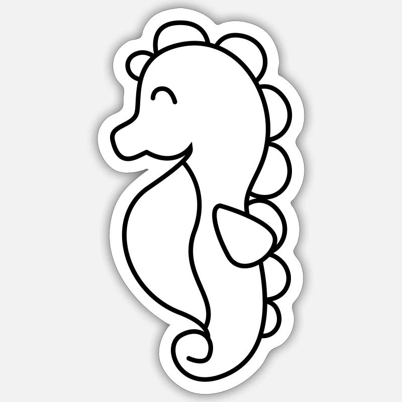 Seepferd Comic Illustration - Sticker Größe S (10 x 10 cm) - Mattweiß