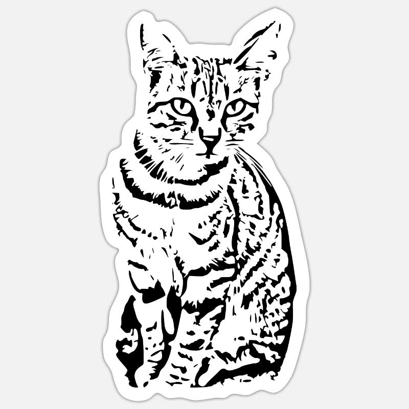 Schwarze Katze Katze Süßes Kätzchen Weihnachtsgeschenk - Sticker Größe S (10 x 10 cm) - Mattweiß