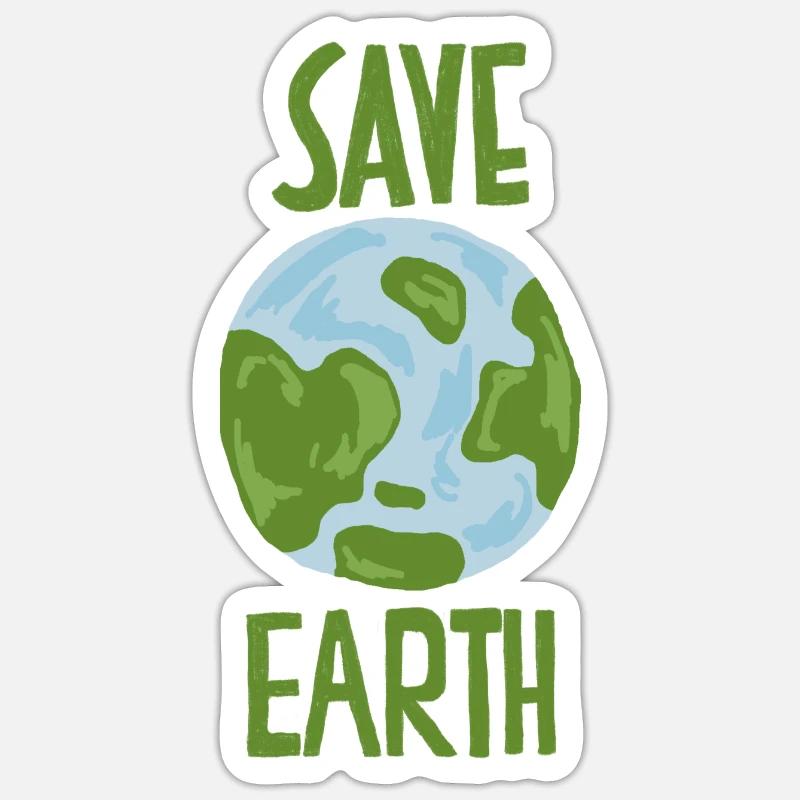 Save Earth Sustainable Climate Change - Sticker size S (10 x 10 cm) - white matte