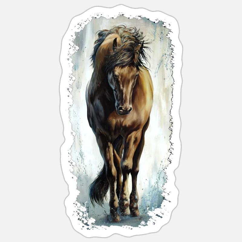 Cheval - Sticker taille S (10 x 10 cm) - blanc mat