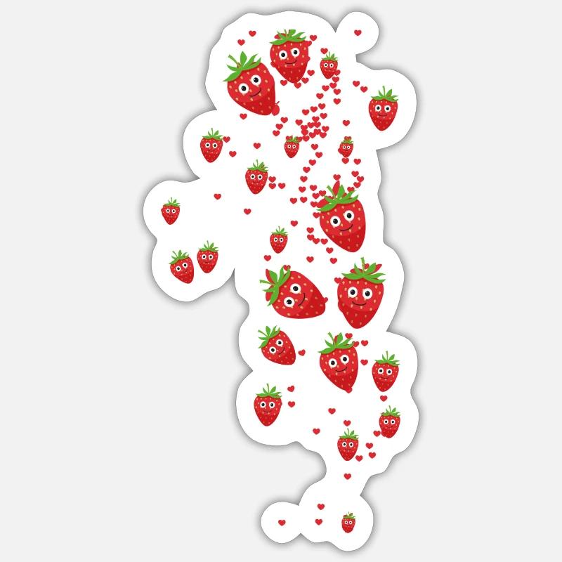 erdbeeren,erdbeere,muster,herzen - Sticker Größe S (10 x 10 cm) - Mattweiß