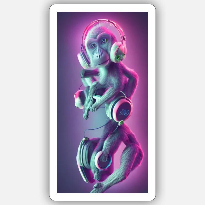 Monkey mit Kopfhörern 2 Sticker Größe S (10 x 10 cm)