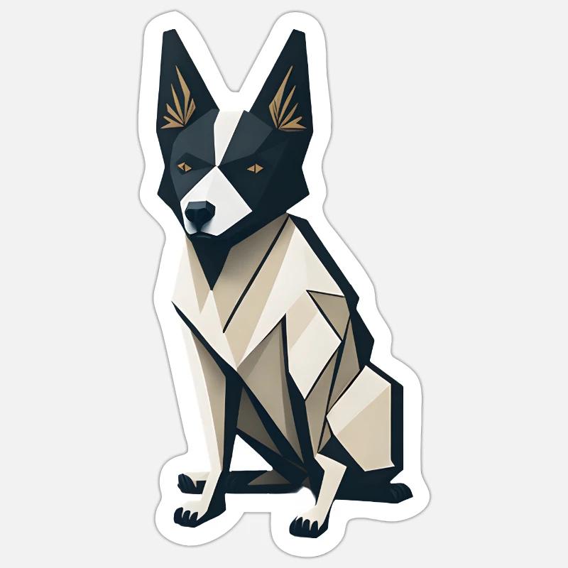 Chien polygonal - Sticker taille S (10 x 10 cm) - blanc mat