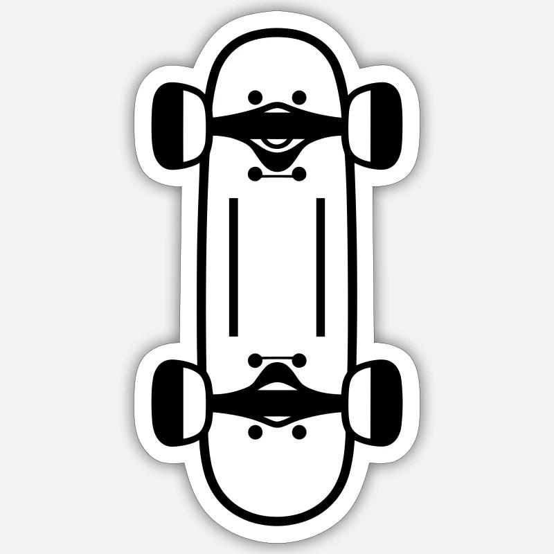 Skateboard - Sticker Größe S (10 x 10 cm) - Mattweiß