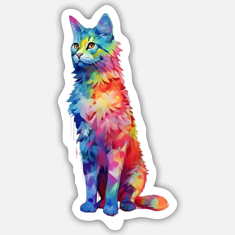 Colored beautiful Cat in different color pattern Sticker size S (10 x 10 cm)
