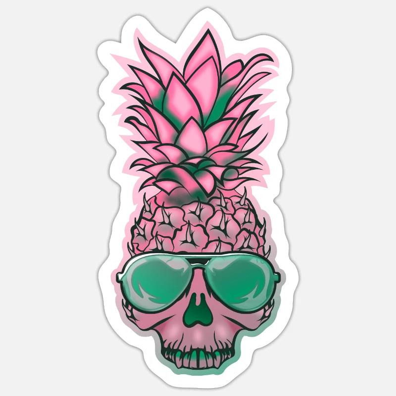 Crâne d'Ananas 2 - Sticker taille S (10 x 10 cm) - blanc mat