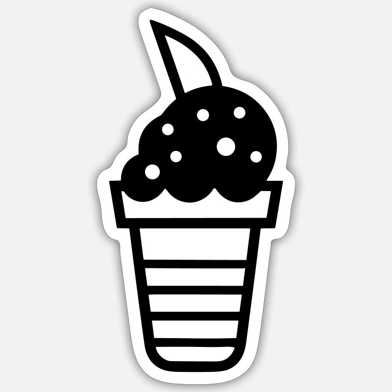 Eisbecher - Sticker Größe S (10 x 10 cm) - Mattweiß