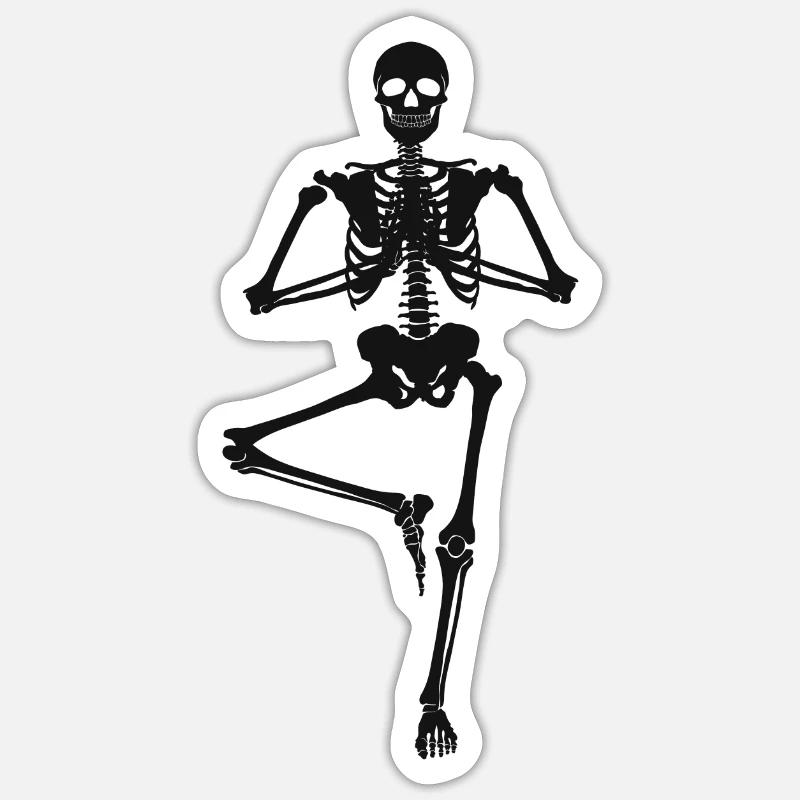 6 Vrikshasana Yoga oder Baumhaltung | Skelett Sticker Größe S (10 x 10 cm)