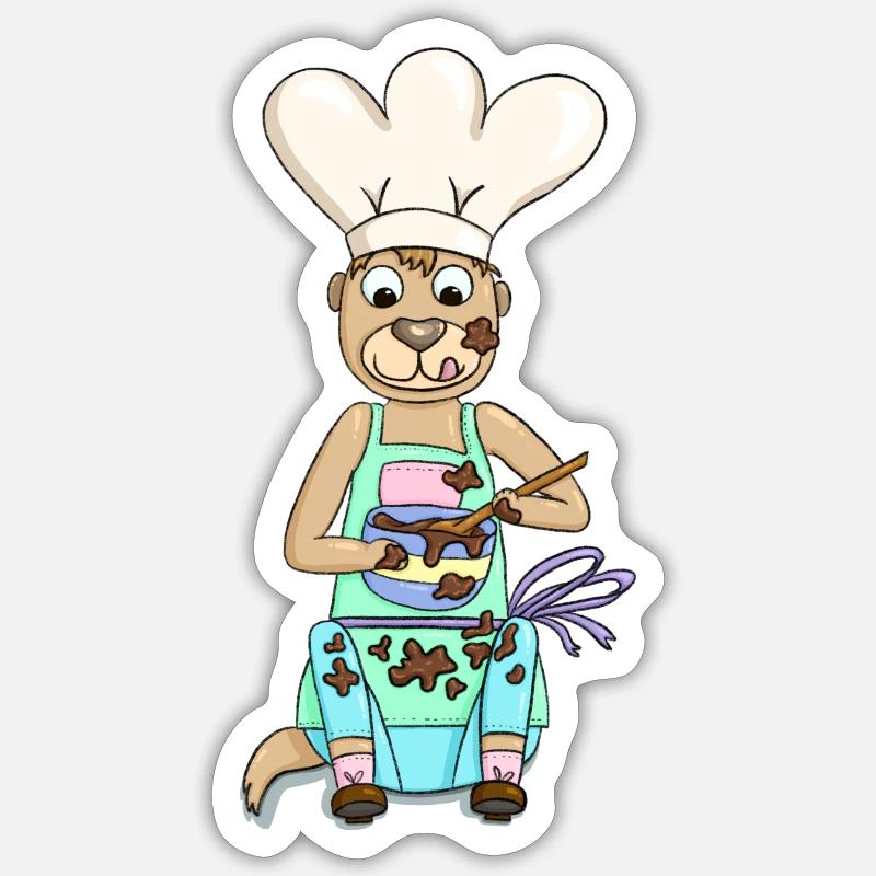 Erdmännchen backt Schokokuchen - Sticker Größe S (10 x 10 cm) - Mattweiß