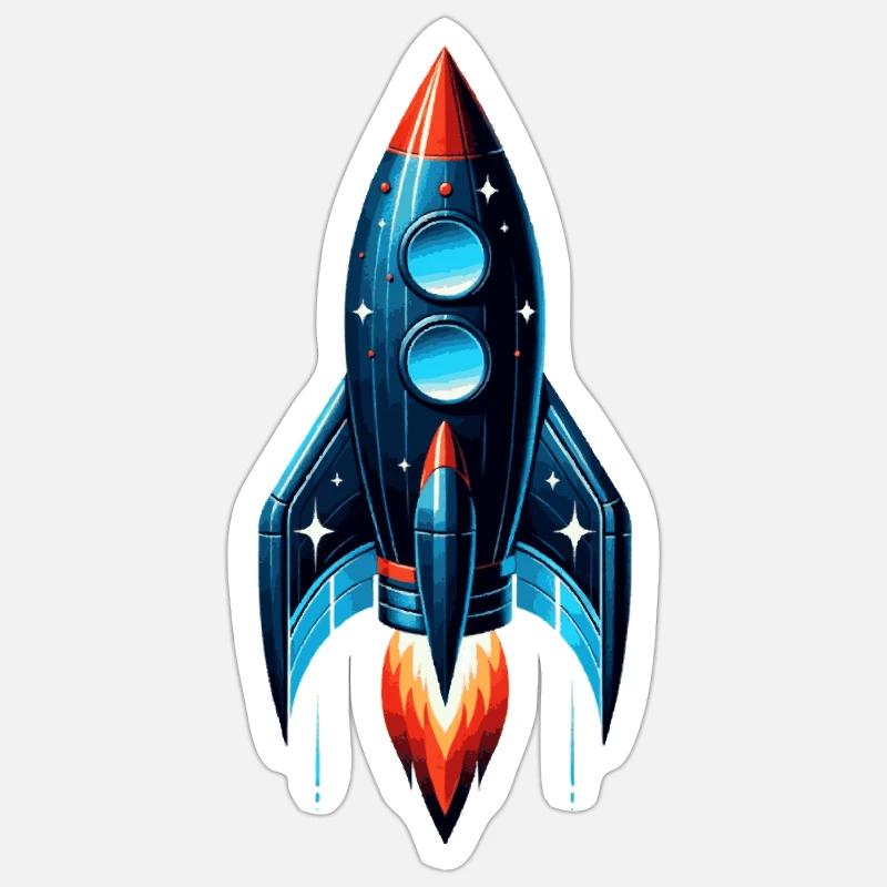 Fusée avec des étoiles | Astronef Sticker taille S (10 x 10 cm)