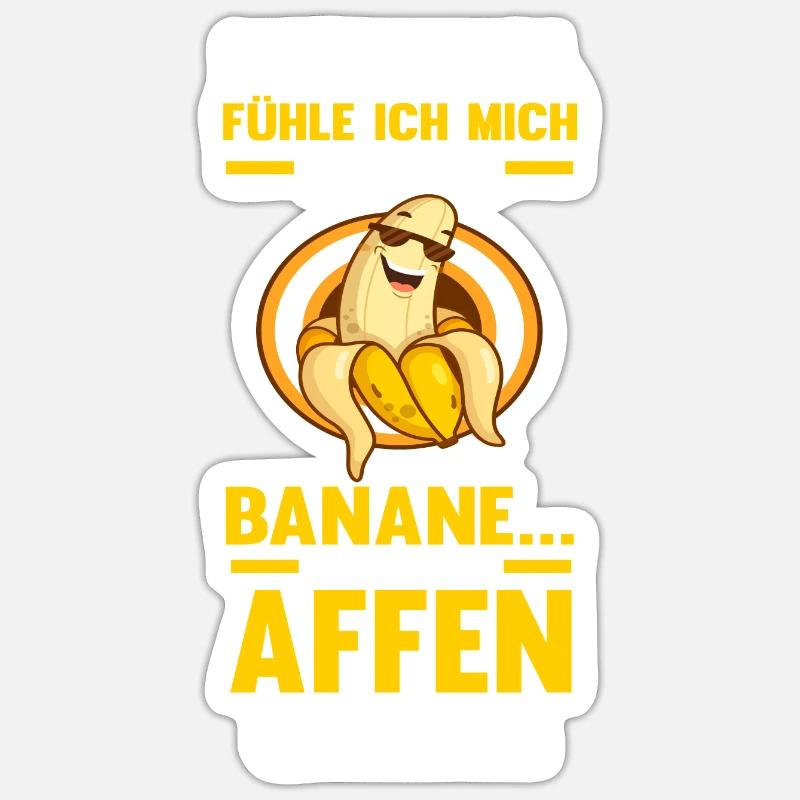 Früchte Affe Banane - Sticker Größe S (10 x 10 cm) - Mattweiß