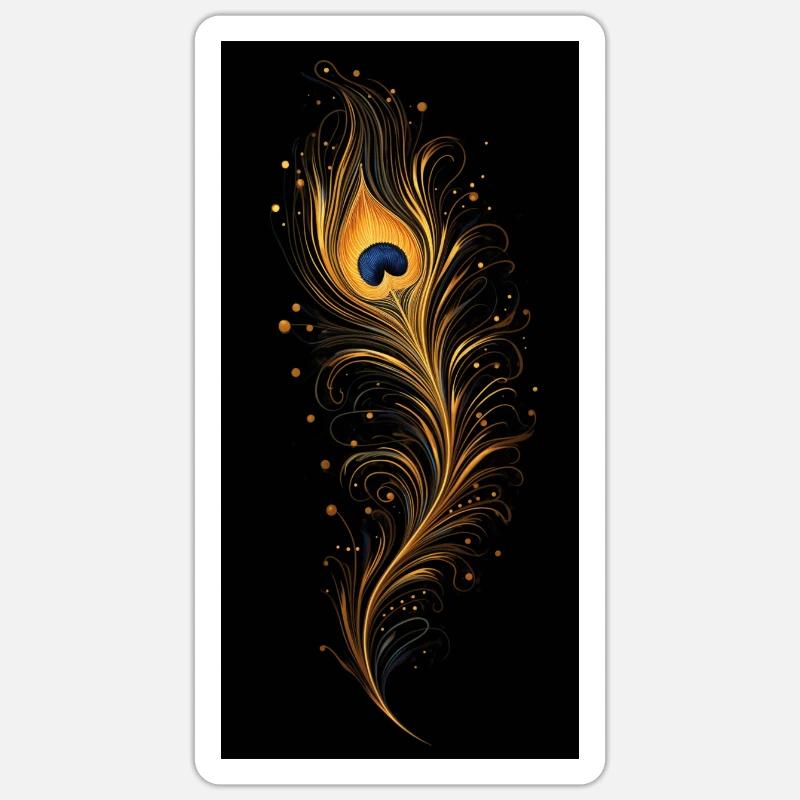 Pfauenfeder - Sticker Größe S (10 x 10 cm) - Mattweiß