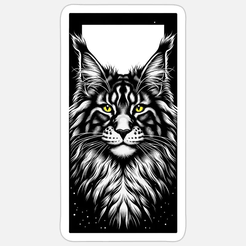 Visage de chat - Sticker taille S (10 x 10 cm) - blanc mat