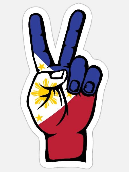 Philippinen Flagge Frieden Victory Symbol - Sticker Größe S (10 x 10 cm) - Mattweiß